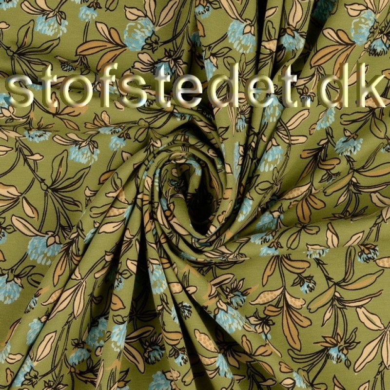 Bomuldsjerseyiolivenmedblomster-015