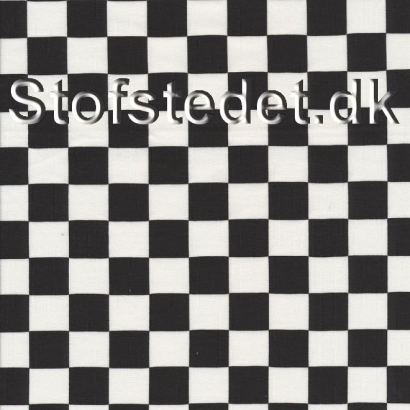 Øko-bomuld/lycra m/tern/målflag sort/hvid.