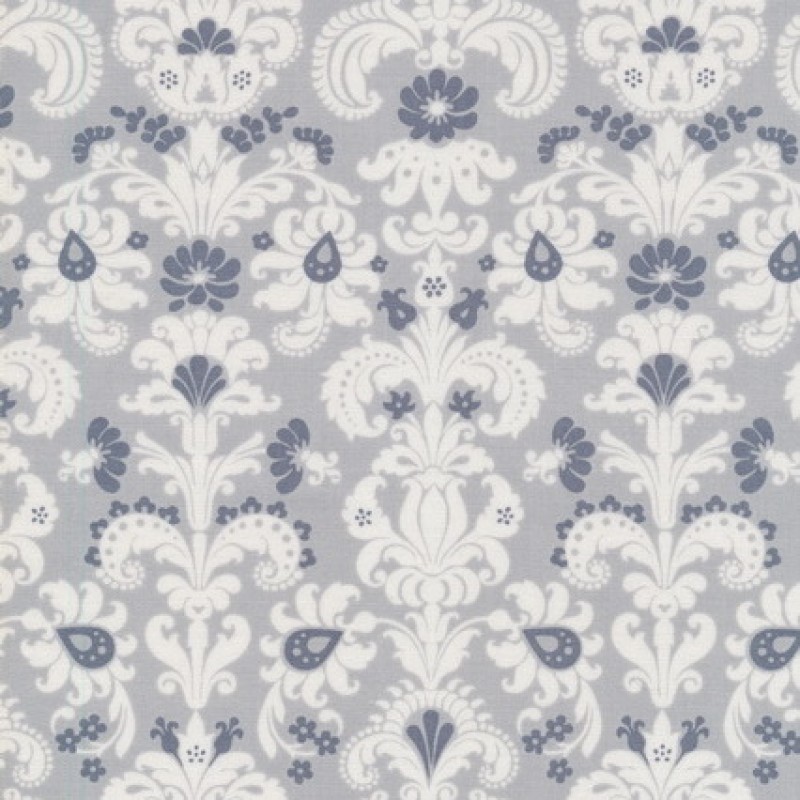 Afklip Patchwork stof med mønster i lysegrå, hvid og mørkegrå 50x55 cm.