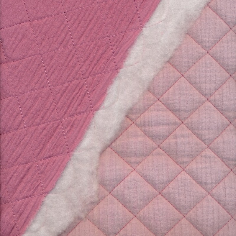 Quilted Double Gauze i babylyserød og gl.rosa
