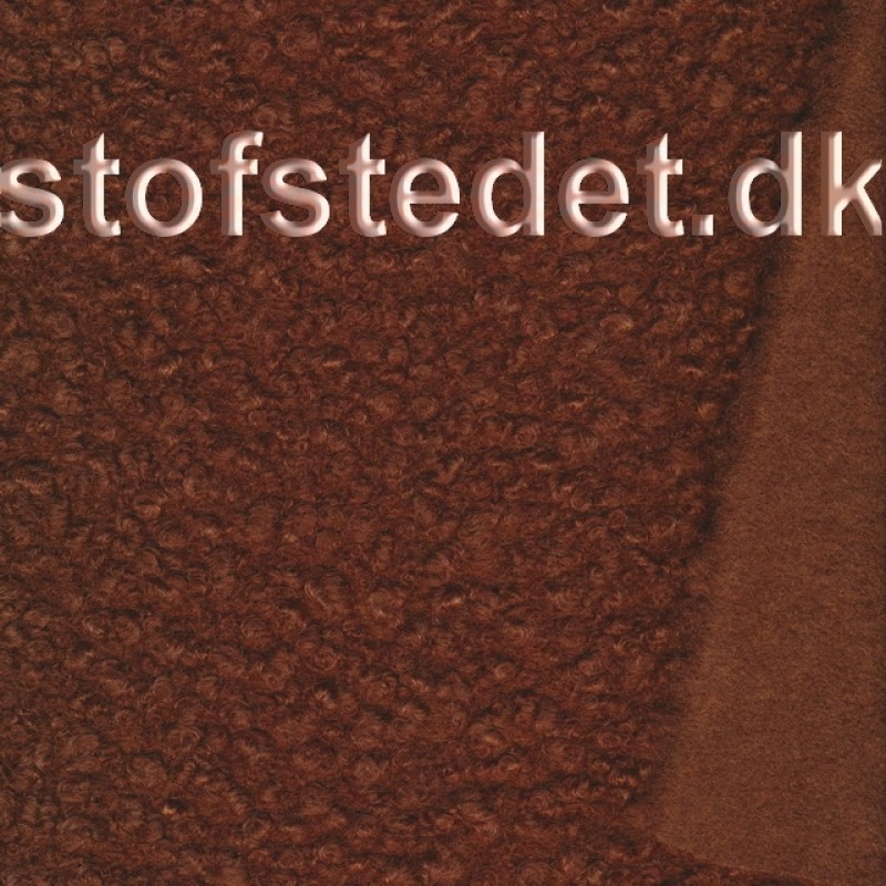 Boucle uld/polyester rødbrun