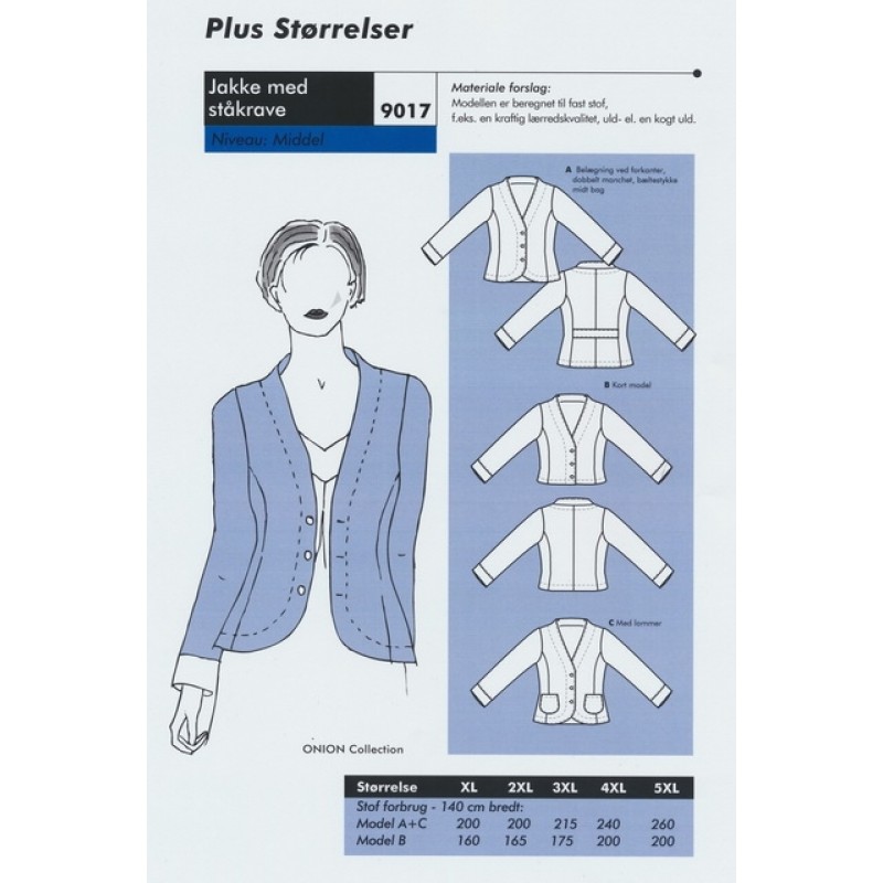 Onion 9017 Plus -Jakke med ståkrave