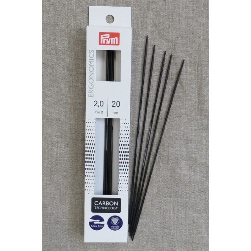 Prym strømpepinde ergonomiske i Carbon str. 2