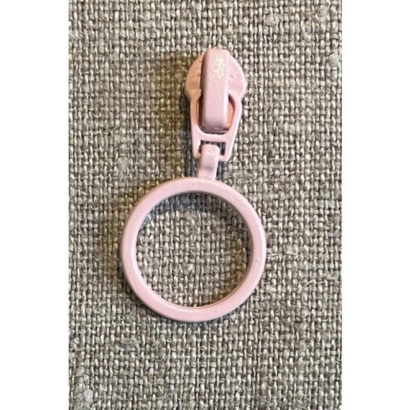 Lynlås-skyder 4 mm. med ring i rosa