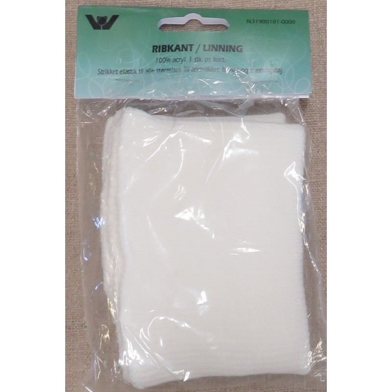 Ribkant/linning i hvid i akryl, 75 mm x 65 cm.