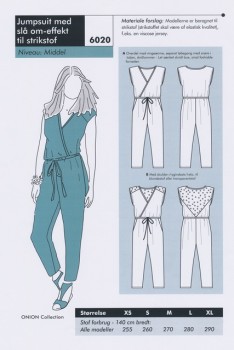 Onion 6020 -Jumpsuit med slå om-effekt til strikstof