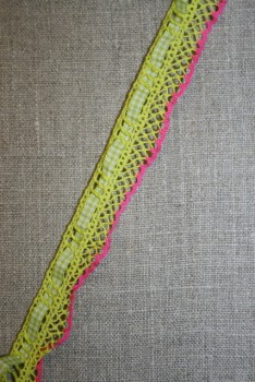 Elastisk ternet bånd lime-pink