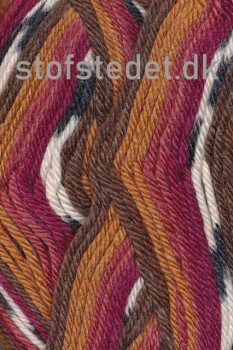 Ragg strømpegarn i camel, brun, offwhite, melon