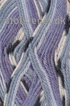 Ragg strømpegarn i lys denim, aqua, hvid, koksgrå