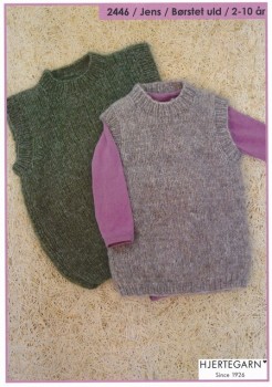 2446 Jens Vest i Børstet uld str. 2-10 år. | Hjertegarn