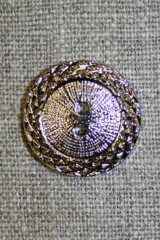 Sølv-knap m/mønster-kant, 22 mm.