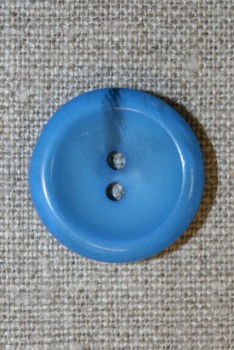 Klar blå 2-huls knap, 22 mm.