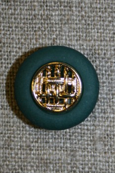 Knap flaskegrøn m/guld, 18 mm.