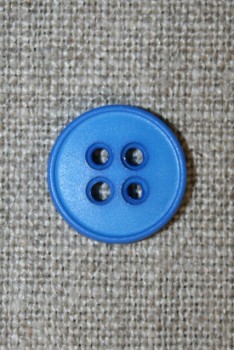 Klar blå 4-huls knap, 15 mm.