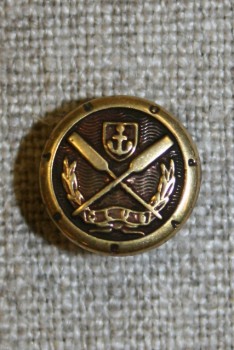 Gl.guld knap m/åre/anker, 12 mm.