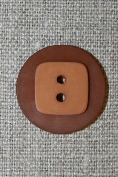 Brændt orange knap m/firkant, 22 mm.