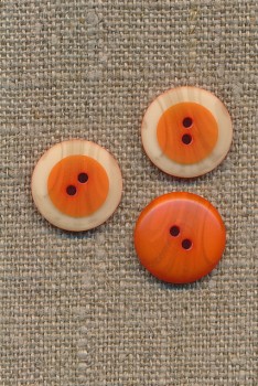 2-huls knap m/træ-look kant, orange