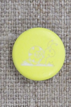 Knap i lys gul med snegl, 15 mm.