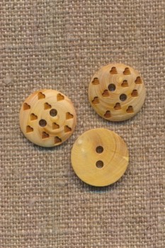 Træknap med små hjerter, 15 mm.