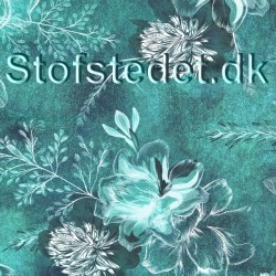 Let isoli økotex m/digitalt tryk i irgrøn med blomstrer
