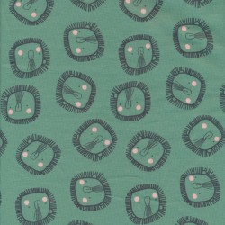 Økologisk Bomulds jersey i støvet grøn med tegnet løvehoved