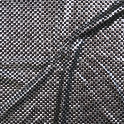 Polyester jersey med tern i sort og sølv