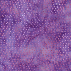Afklip Patchworkstof batik med prikker i lilla pink, 50x55 cm.
