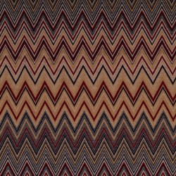 Strik med zigzag mønster i beige, marine, varm rød, offwhite