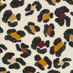 Let 100% viscose med leopard pletter i offwhite sort carry brun