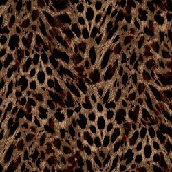 Let 100% viskose satin med leopard print i grå-brun, brun og sort
