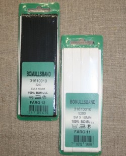 Bændel 10 mm. sort/hvid, 5 meter