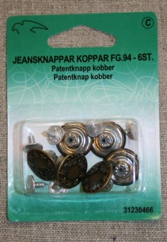 Patent-/Jeans knap, kobber