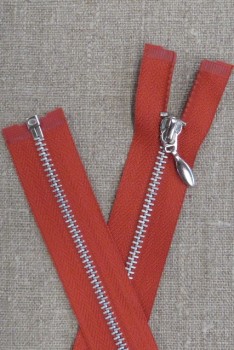 28 cm. delbar lynlås i brændt orange m/dråbe-skyder