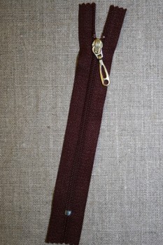 13 cm lynlås plast -guld vedhæng, bordeaux