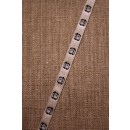 Bånd med blomst, kit-grå-hvid