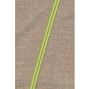Smalt bånd stribet i lime, grøn og hvid 8 mm.