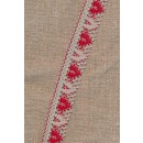 Bomulds-blonde m/hjerter 28 mm. sand/ rød