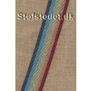 Kraftig gjordbånd 36 mm. stribet med glimmer i rød gul blå