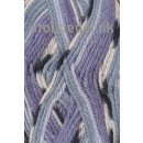 Ragg strømpegarn i lys denim, aqua, hvid, koksgrå