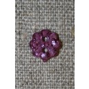 Lille lilla blomster-knap, 9 mm.