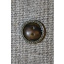 Brun knap m/gl.guld kant, 11 mm.