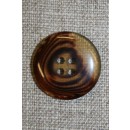 4-huls knap meleret klar/brun, 22 mm.