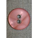 Knap m/sølv-huller, rosa 31 mm.