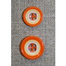 Flerfarvet knap m/cirkler, orange