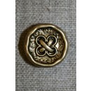 Knap m/kryds guld/sort, 18 mm.