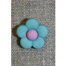 2-farvet blomsterknap aqua/lyselilla