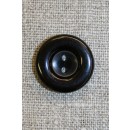Sort blank 2-huls knap, 20 mm.