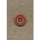4-huls knap brændt orange m/sort kant, 18 mm.
