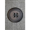 Mørkebrun/støvet brun meleret 4-huls knap, 20 mm.