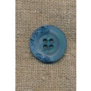 4-huls knap krakeleret støvet blå/denim, 20 mm.
